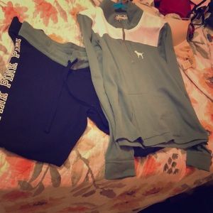 VS Pink Half Zip & Yoga Jogger Outfit